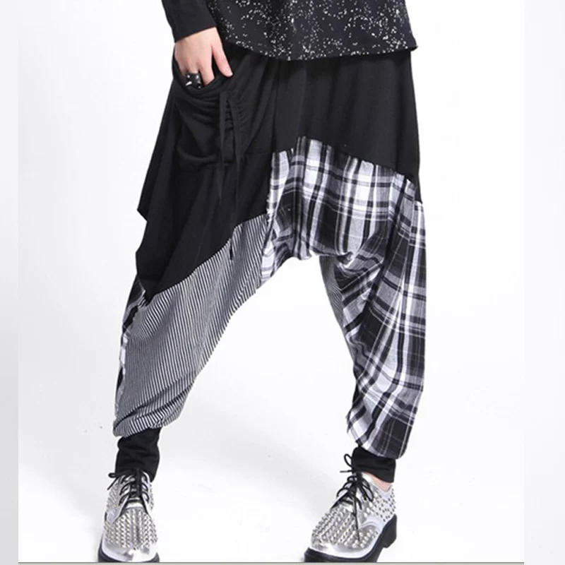 Новое поступление, мешковатые шаровары в стиле хиппи, хип-хоп, черно-белые штаны с вышивкой, штаны,, с отслеживанием номера