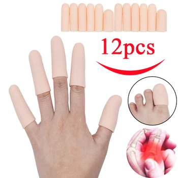 

12Pcs Finger Protectors Silicone Gel Finger Caps Fingertips Cover Protection Finger Cots Protect Cracked And Dry Finger D078