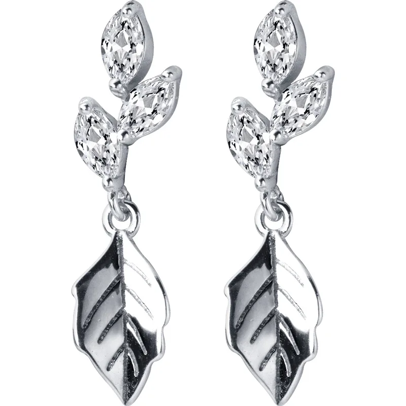 

Fashion n Leaves CZ 925 Sterling Silver Dangling Earrings