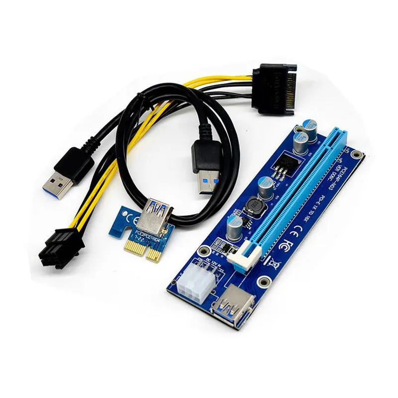

006C PCI-E 1X to 16X Riser Card Extender with PCIe 6Pin Connector