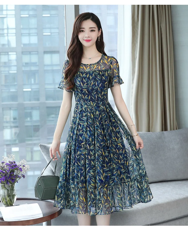 3XL Большой размер женские летние стройные пригородные цветочные шифоновое богемное платье Корейское элегантное женское пляжное платье Повседневная Официальное клубное платье Vestidos