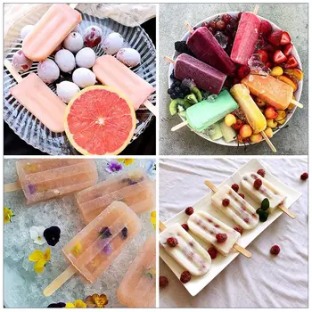 

Silica Gel Ice Cream Mould Popsicle Mold Ice Tray Puck Popsicle Mold Ice Cream 10 with silicone mold high quality White