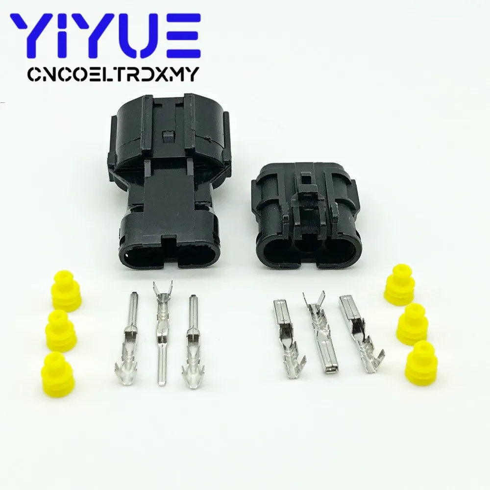 KET 5 Sets 3 Pin black MG640329MG610327 Female And Male Way Waterproof Electrical Wire Connector 