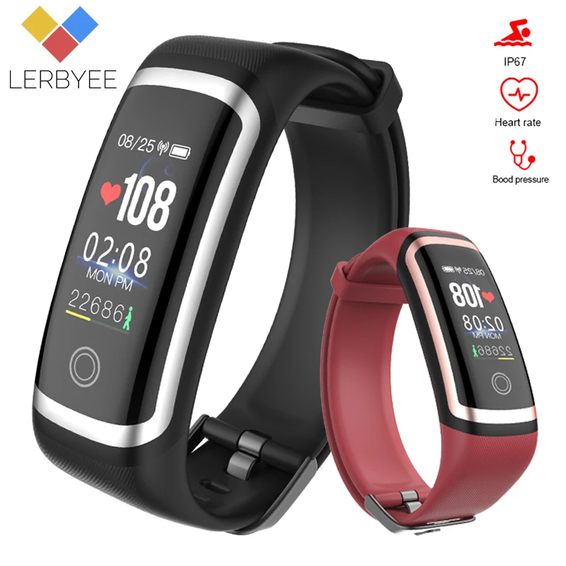 

Lerbyee Fitness Tracker M4 Heart Rate Monitor Smart Bracelet Watch Sleep Monitor Alarm Clock Smart Band for IOS Android