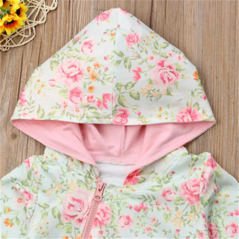 CANIS 2018 Otoño Invierno recién nacido bebé niña Floral flor con capucha diadema Zip Romper Bebe niñas mamelucos mono Ropa CANIS 2018 Otoño Invierno recién nacido bebé niña Floral flor con capucha diadema Zip Romper Bebe niñas mamelucos mono Ropa