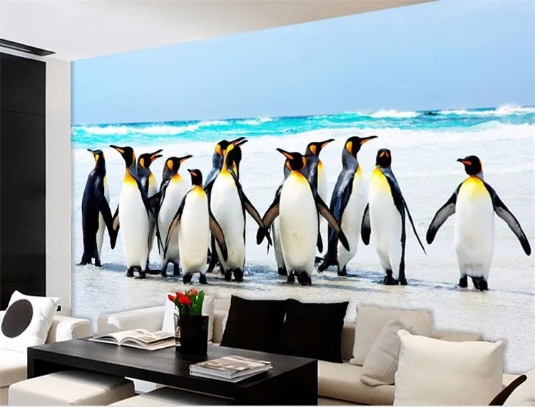

Custom Photo Wallpaper penguin snow animal murals 3D stereoscopic television children's bedroom wallpaper background custom