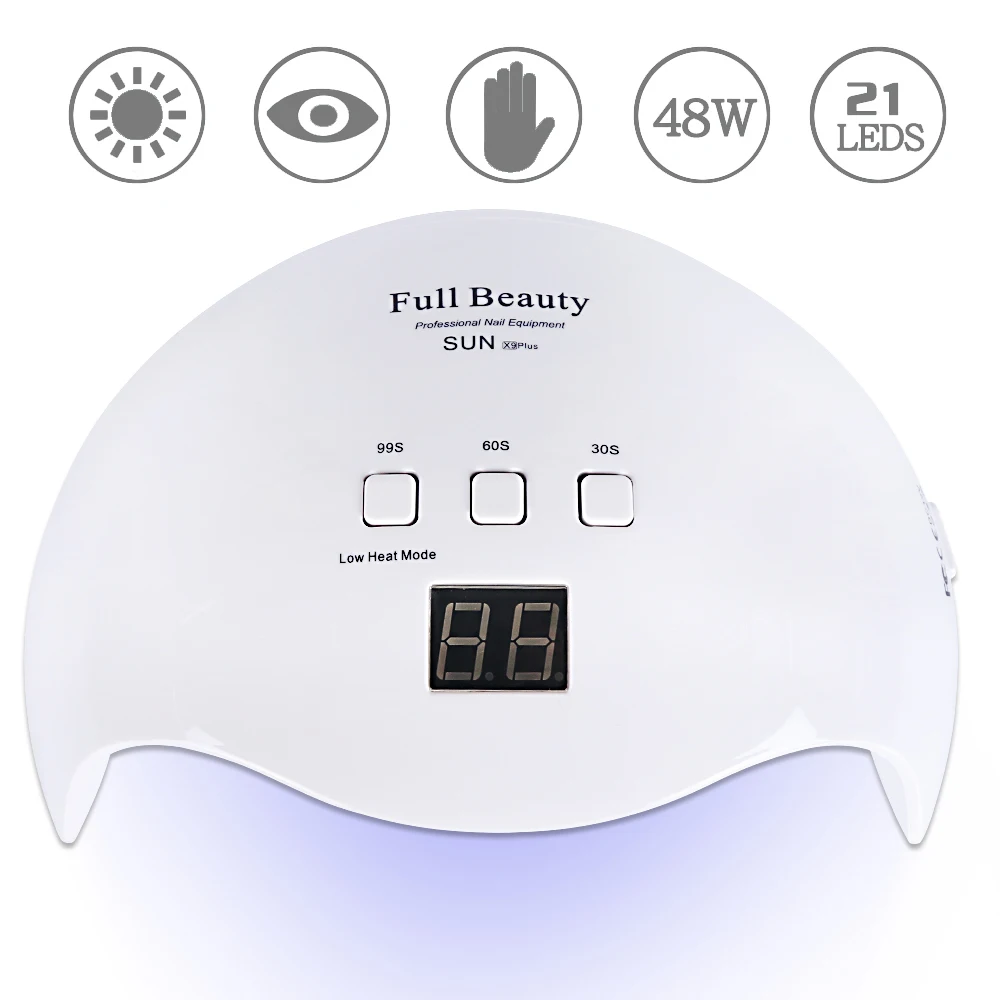 

48W Nail Lamp LED Nail Dryer UV Gel Polish Varnish Drying Ice Lamp for Manicure Sensing Timer Display Nail Tools BESUN X9Plus