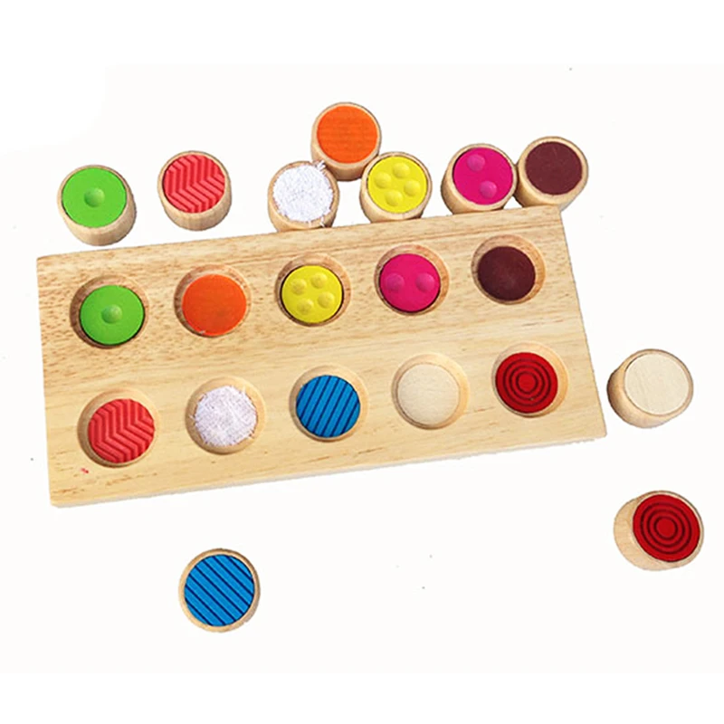 

Kids Early Learning Educational Toy Montessori Sensory Touch Feeling Train Tools Match Game Blocks For Children