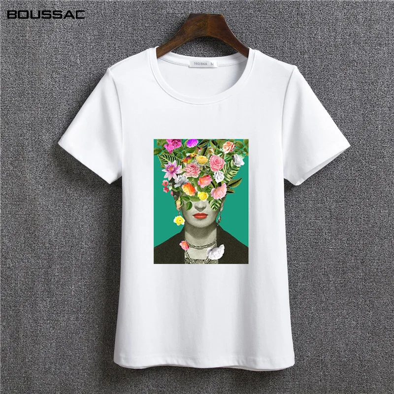

New Harajuku Aesthetics Tshirt Art Flowers Print Short Sleeve Tops & Tees Fashion Casual 2019 High Quality White Cotton T Shirt