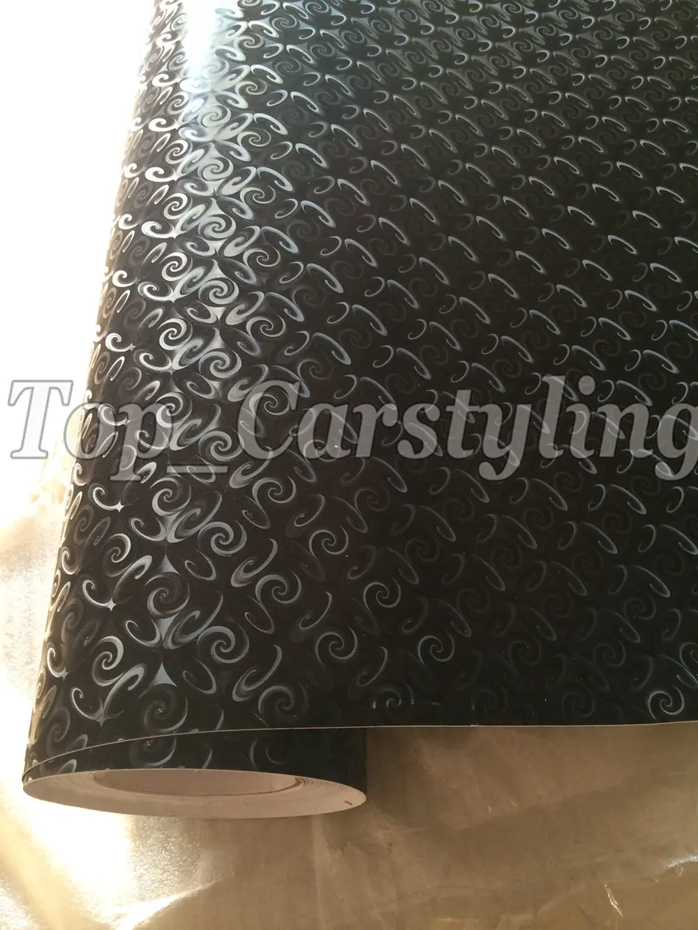 3D  embossed black wrap luxury unique car wrapping film (4)