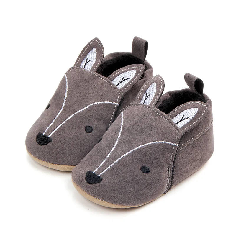 Infant Slippers Toddler Soft PU Leather Animal Pattern Baby Boy Girl First Walker Cute Cartoon Anti-slip Prewalker Baby Slippers