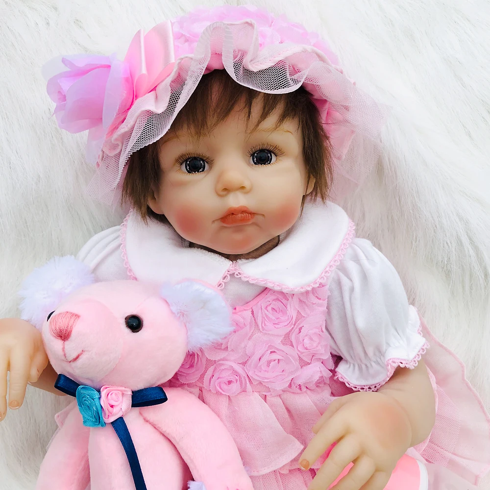 

NPK DOLL 20inch 50cm silicone reborn baby doll girl toddler princess baby alive dolls with bear gift bebe doll reborn