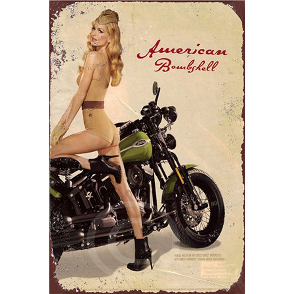 Американский мотоцикл ретро табличка Настенный декор для бара, паба, кухни, дома винтажный металлический постер, металлические знаки, живопись, табличка - Цвет: 1001 (123)