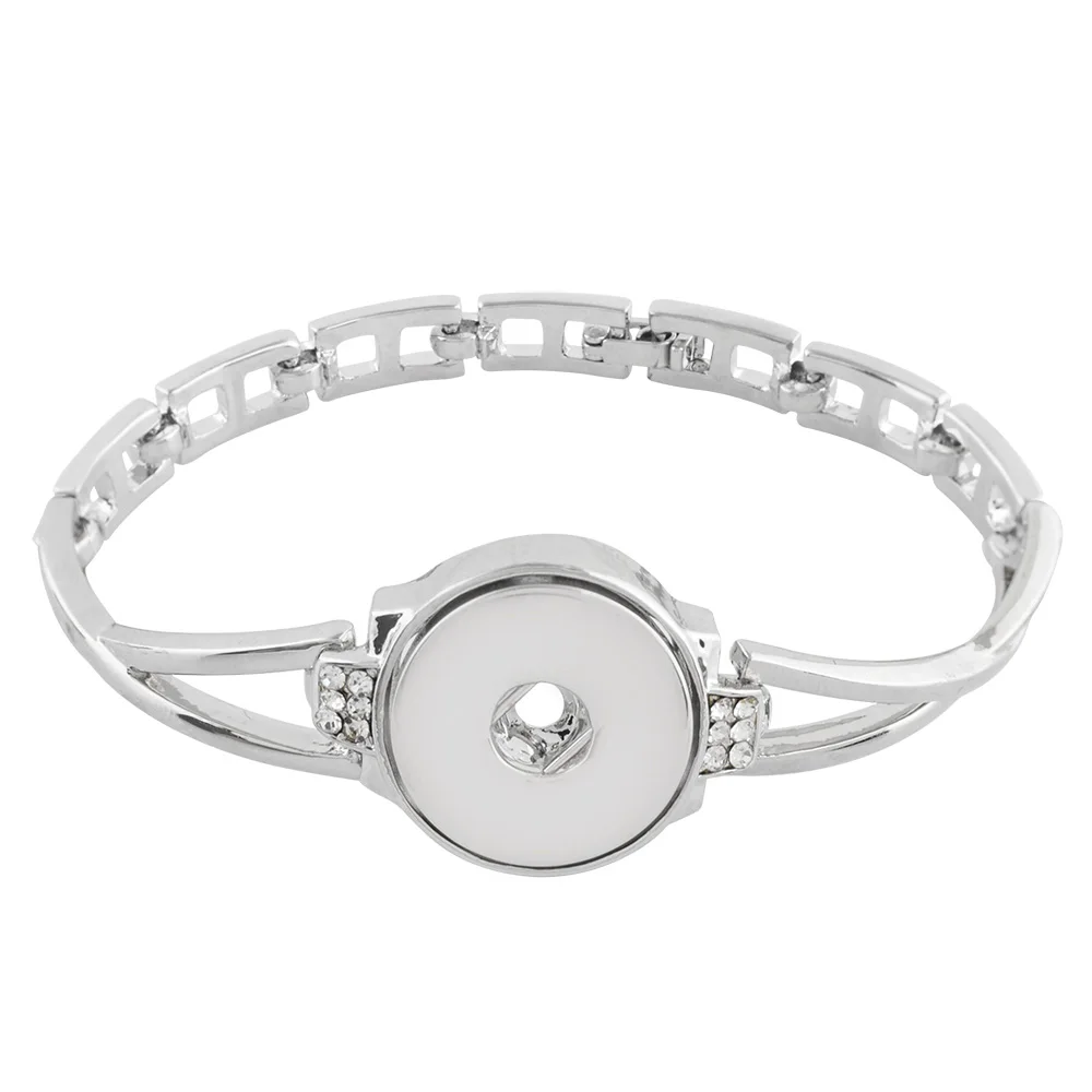 2018 New Silver Round Rhinestone Charms Bracelet Snap Bracelet Fit 18mm