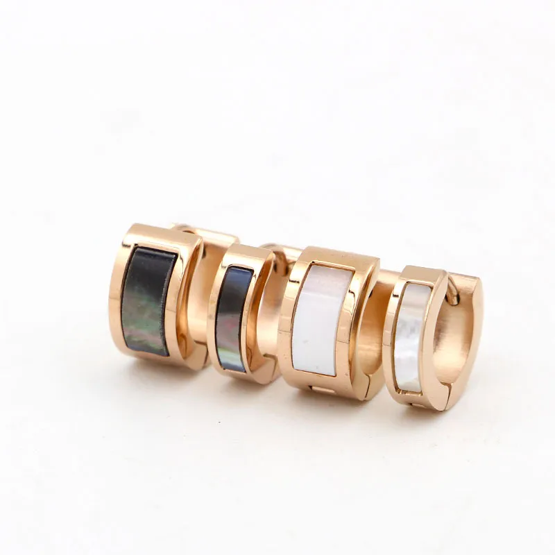 

Shell Clip stud earrings Titanium Steel rose gold color Women Wedding Stud Earrings /Unisex Cheap Stud Earrings