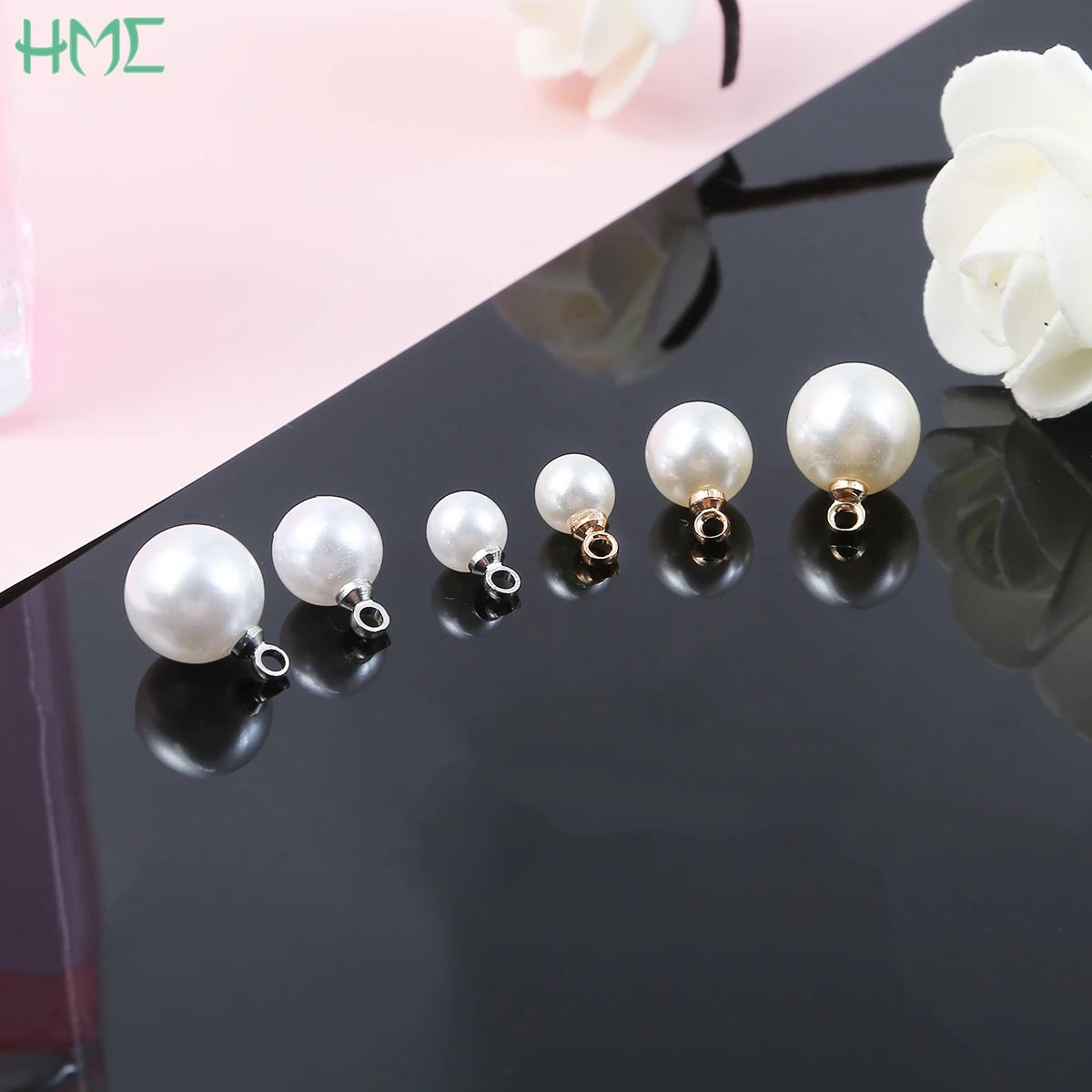Imitation ABS Pearl Round Beads Charm Pendant 10pcs for Earrings Bracelet Necklace Choker DIY Ear Stud Jewelry Findings Making