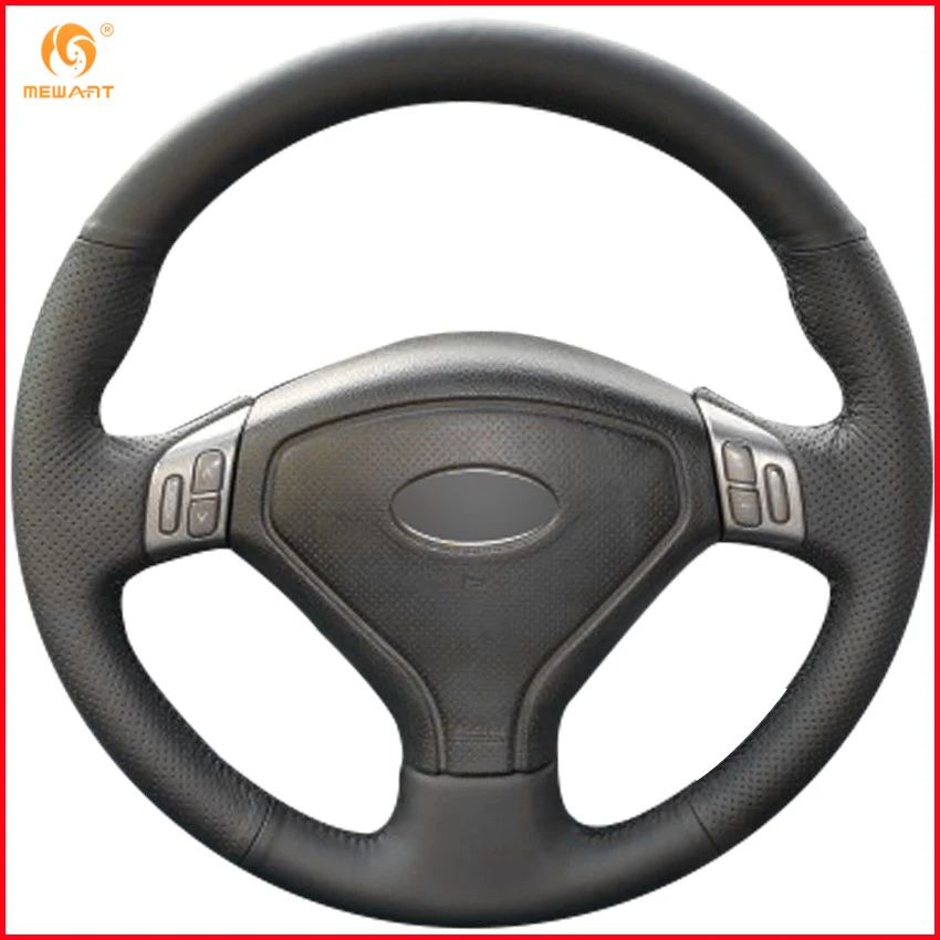 Черный чехол рулевого колеса автомобиля MEWANT из натуральной кожи для Subaru Forester 2004