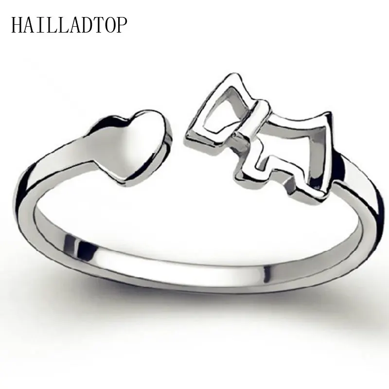 

Korean 925 Sterling silver Ring Cute Chinese Wooden Horse Mirror Surface Heart Puppy Ring Opening Design sterling silver jewelry