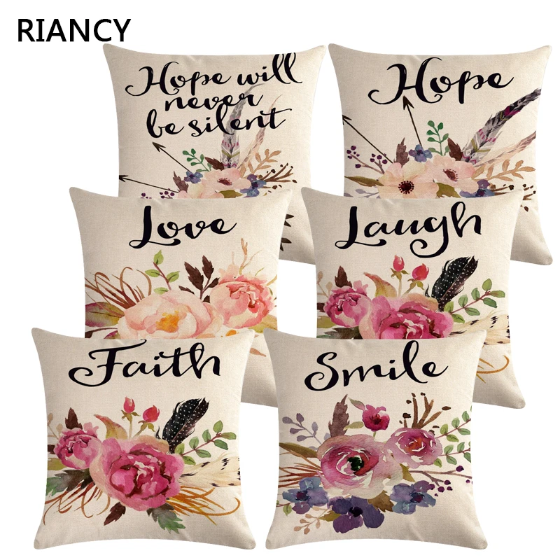 

Feather Leaf Flowers Sofa Decorative Cushion Cover Pillow Pillowcase Linen 45*45 Throw Pillow Home Decor Pillowcover 40623