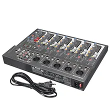LEORY Professional DJ Mixing Console USB 48V Mini 7 Channel Live Studio Audio Mixer KTV Network