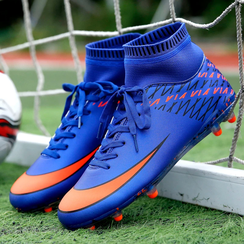 Hombres zapatos de fútbol Sala con calcetines entrenador profesional TF botas de fútbol tobillo Zapatillas Futbol Sala Hombre