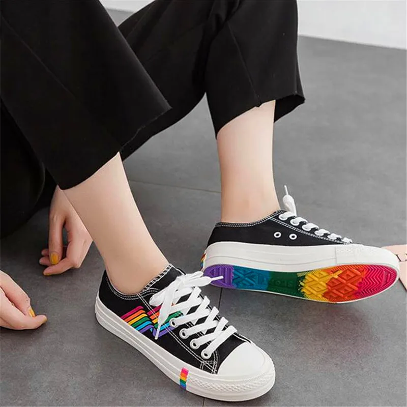 

2019 summer and autumn new students sail small white female wild rainbow shoes women adult casual flat with