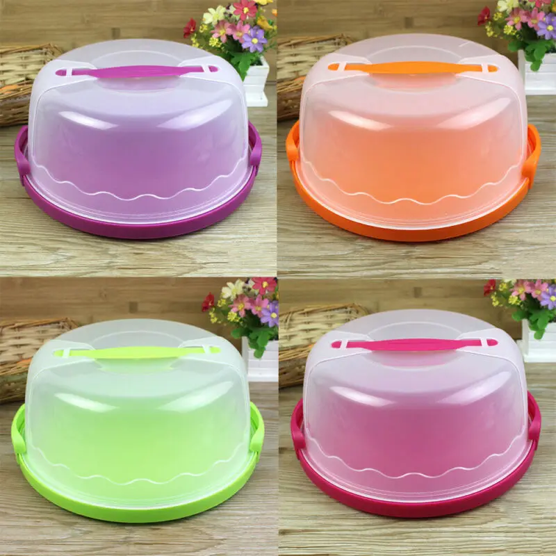 

Newest solid Portable Latching Cake Server Carrier Keeper Handle Random Color 30*30*13CM Household Birthday Cake Box