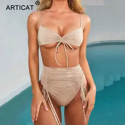 Articat пикантные кружева бикини 2019 Женская сексуальная пляжная одежда комплект из двух предметов Топ купальный костюм с пуш-ап, летние