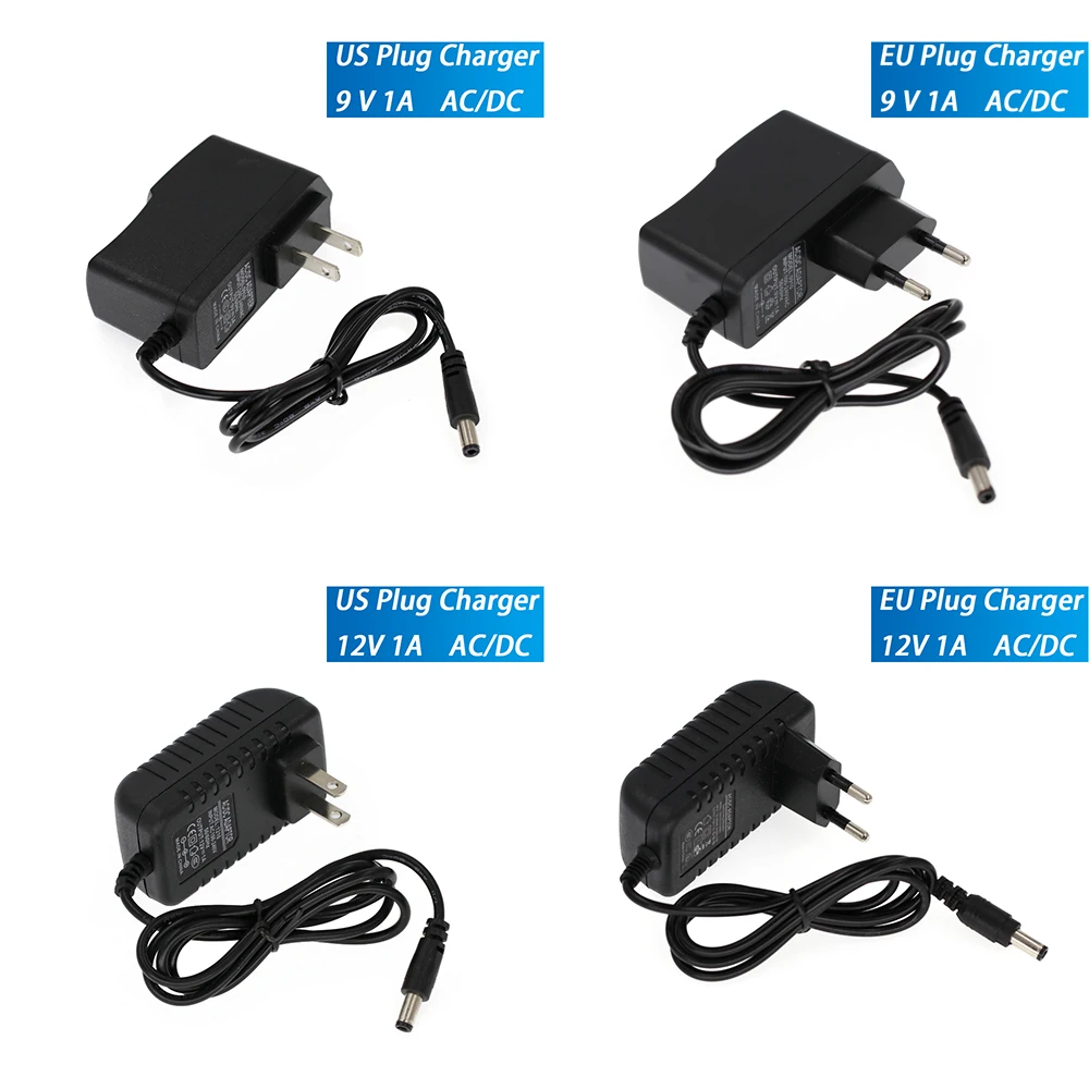 

1pcs 100-240V AC to DC Power Adapter Supply Charger adapter 9V 12V 1A EU US Plug 5.5mm x 2.5mm DC Plug Micro USB