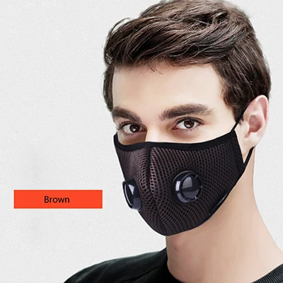 Зимняя маска PM2.5 Пылезащитная анти-дымка дышащая унисекс фильтр с активированным углем рот-Муфельная Маска Против PM2.5 Тканевая маска для лица - Цвет: brown