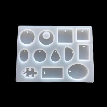 

Silica Gel Mould for Necklace Feather with 12 Holes of Round Water Droplets 16065