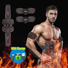 Стимулятор мышц брюшной мускулер Электро стимулятор ABS EMS домашний спортзал живот рука массаж для похудения повязка с USB зарядкой