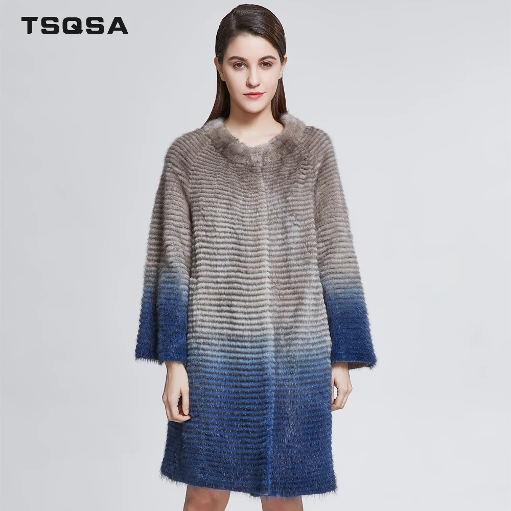 

TSQSA Winter Women Fur Coat Real Mink Fur Clothing Natural Mink Casual Lady Coats Warm High Street Style Female Clothes TAC1829
