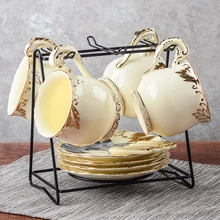 European coffee cup and Saucer set British Ivory Ceramic Coffee Cups Set Advanced bone china gifts cup and spoon saucer