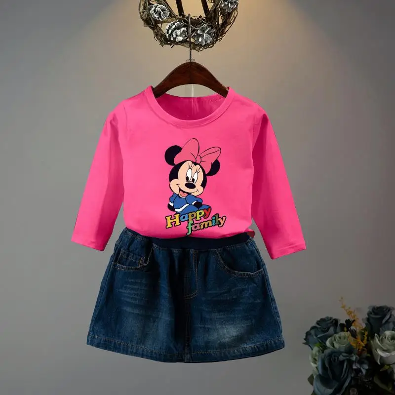 

Girls Sets 2019 Spring and summer Children Clothing Minnie Sets Kids Clothes Pullover Casual T-Shirt+skirt 2Pcs Suit