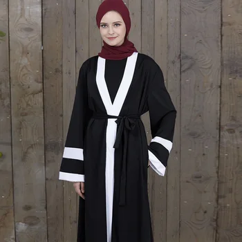 

2019 Casual Patchwork Pocket Maxi Muslim Dress Abaya Loose Kimono Long Robe Gowns Ramadan Middle East Arab Islamic Women Clothes
