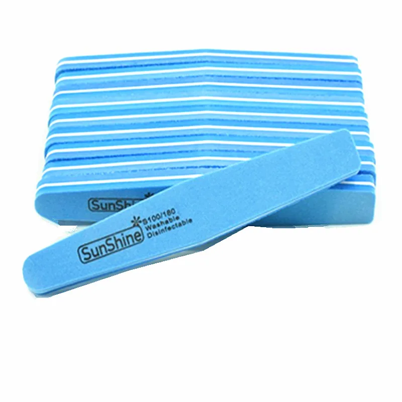 

10pcs/lot Double Side Nail Files Buffer 100/180 Trimmer Buffer Lime a Nail Art Tools Washable Buffing Sanding File Sponge