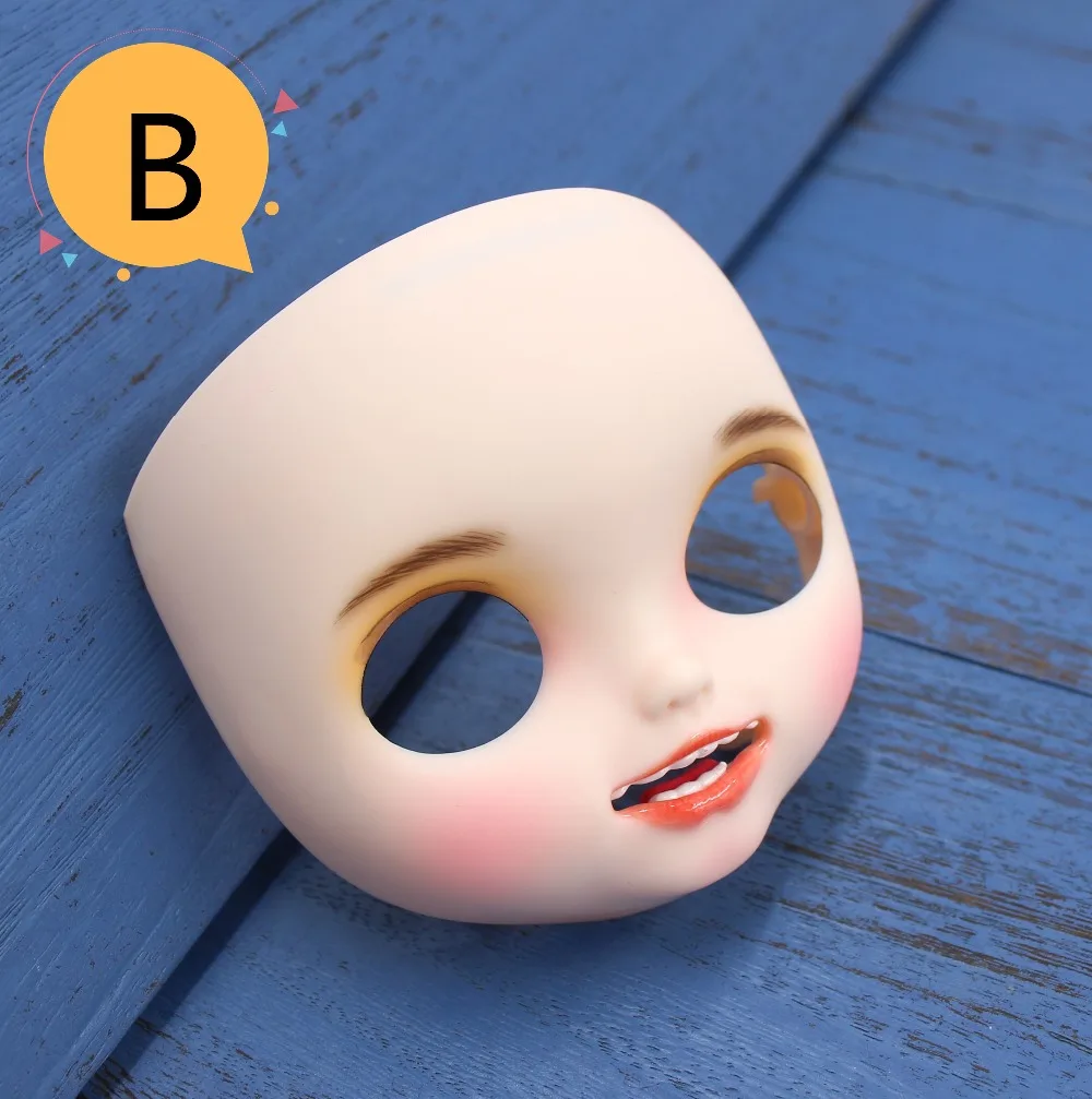 Neo Blythe Doll Matte Faceplate with Makeup, Mouth & White Skin 6