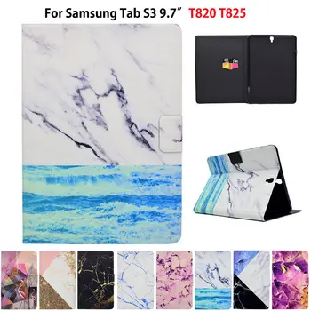 

Marble Pattern Case For Samsung Galaxy Tab S3 9.7 T820 T825 Smart Cover Funda Tablet PU Leather Stand Skin Shell Sleep&Wake