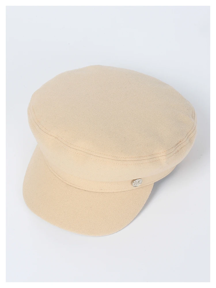 ROSELUOSI Женская осенне-зимняя армейские кепки Повседневная однотонная Шерстяная кепка газетчика Женская плоская фетровая шляпа Женская шляпка