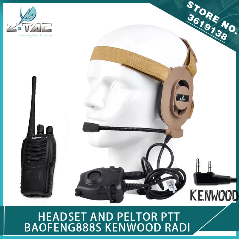 Z Tactical Airsoft Bowman Elite II Гарнитура и PTT для радиоприемника BAOFENG888S Kenwood|Тактические