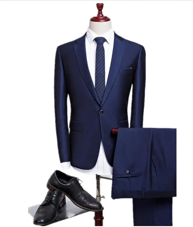2019 New Autumn Wedding Navy Blue Suit Men Blazer Men's Navy Blue Business Suit Men's Dress Suits Full size M-4XL Wedding Suits 2019 New Autumn Wedding Navy Blue Suit Men Blazer Men's Navy Blue Business Suit Men's Dress Suits Full size M-4XL Wedding Suits