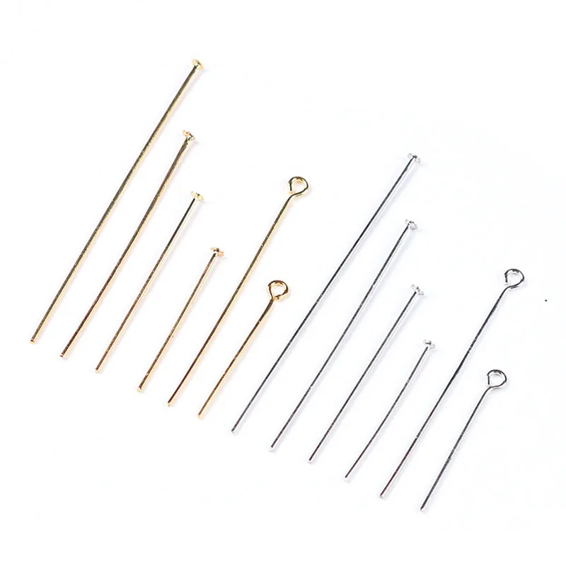 

100pcs/lot 25mm 30mm 40mm 50mm Plated Brass Flat/Eye Pins Connector Beading Earring Pins Chamrs Diy Jewelry Making Accessories