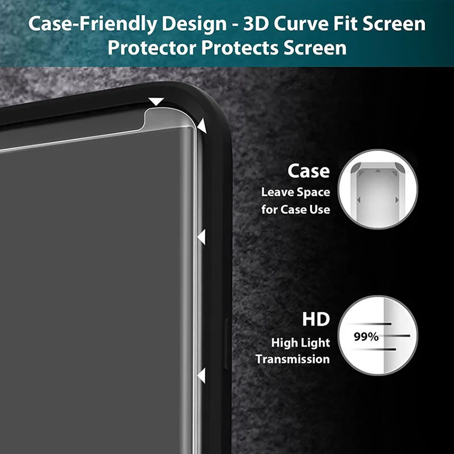 

Perfect for Samsung Galaxy S8 Plus Screen Protector Case Friendly 3D Curved Tempered Glass Screen Film for S7 Edge S8 Plus