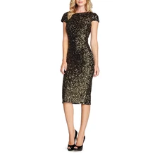 2017 Women Sequined Dress Beads Party Dress Sexy Club Night Dress Lady Slim Evening Party Knee Dress XXL