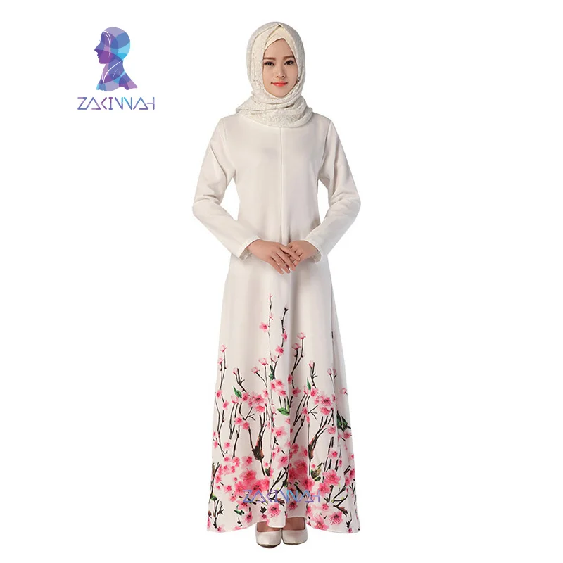 

043 New Abaya Design Elegant Muslim Long Dress Flower Pattern Islamic Dress Robe Kaftan Abayas For Women