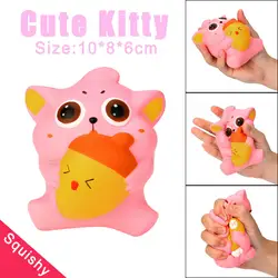 10 см милый котенок кошка крем Squeeze Toy Ароматические Squishy хлюпает замедлить рост сжатие ремень дети игрушки подарки kawaii Канцелярские a1