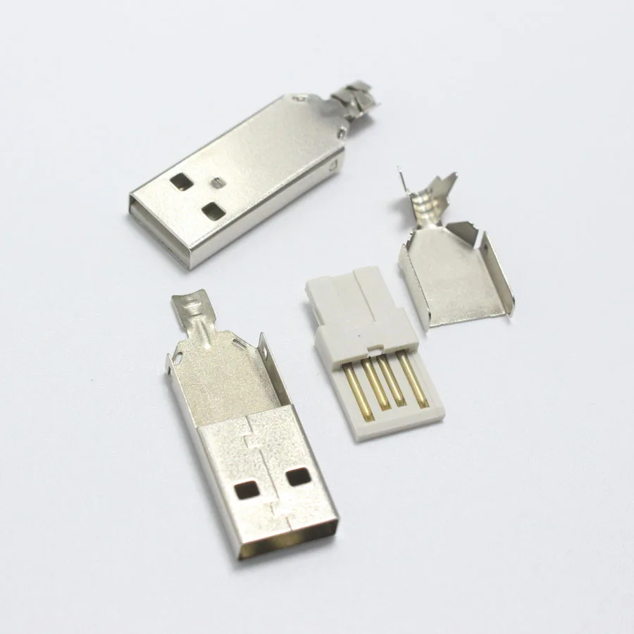 10 компл. тип A Мужской USB 2,0 удлинитель Шнур адаптер синхронизации данных конвертер 4 в 1 черный DIY ремонт разъем бесплатно-сварка
