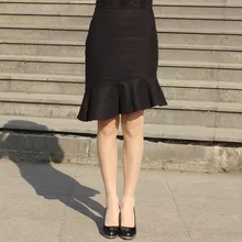 Fashion Style New Vogue Women Spring Autumn Clothing Ladies Pencil Ruffled Skirts Female Knee-Length Solid Clothing HZ1222