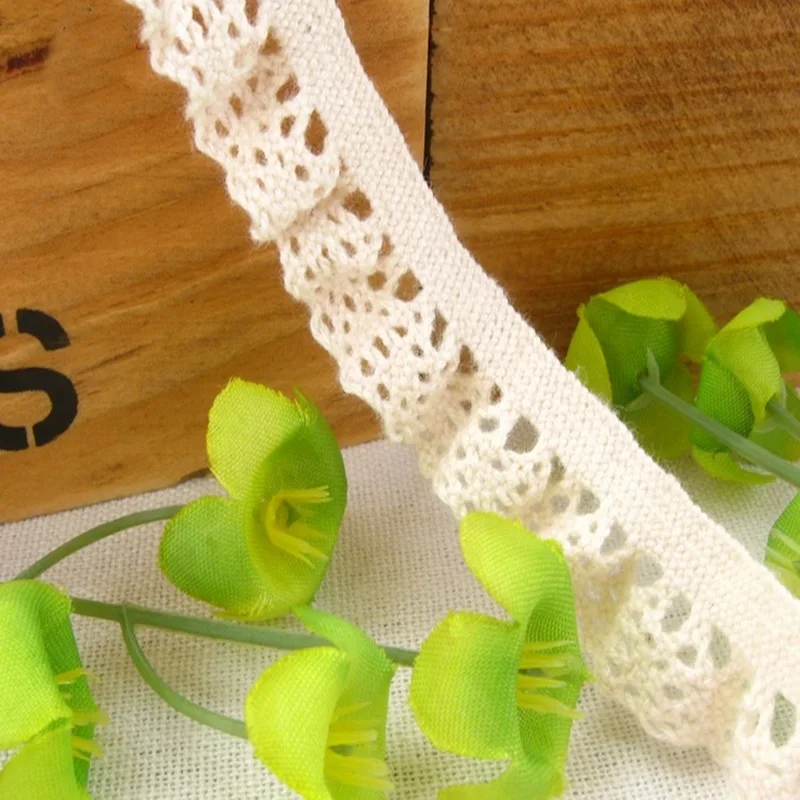 

5 yards Beige cotton elastic ruffled venice guipure stretch lace trim crochet lace trim fabric applique -DC